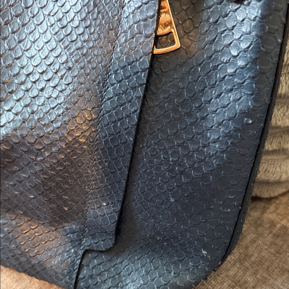 Coach Dark Blue Python Embossed Shoulder Bag - image 2